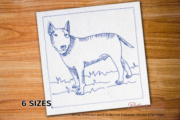 Bull Terrier Dog Redwork