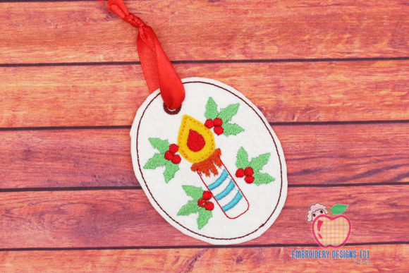 Christmas Candle and Holly Berry