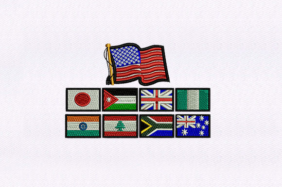 Europe Countries Flags Embroidery Design