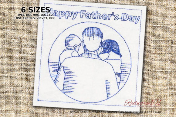 Father’s Day Girl and Boy Redwork