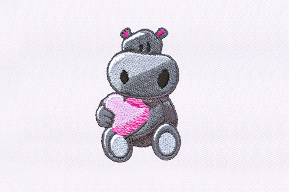 Hippo Holding a Heart: Sweet, Stitch-Ready Charm