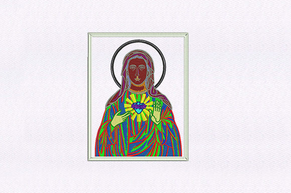 Poignant Virgin Mary Embroidery Design